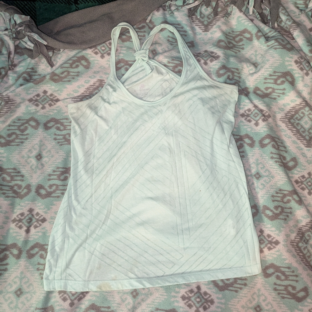 White Geometric Pattern Tank Top 2/$12